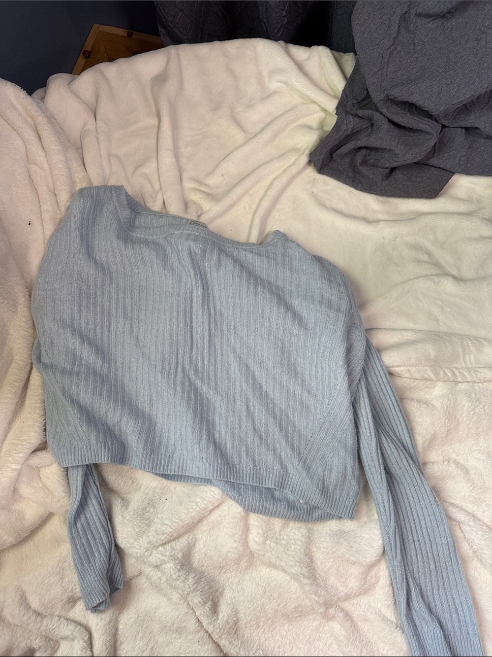 Blue Rain Pale Blue Ribbed Knit Sweater